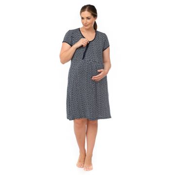 Νυχτικό εγκυμοσύνης και θηλασμού μπλε με καρδούλες(34000C)