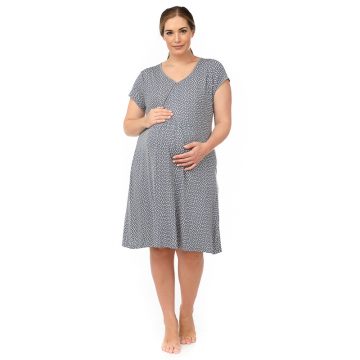 Νυχτικό εγκυμοσύνης και θηλασμού γκρι με καρδούλες(34000D)